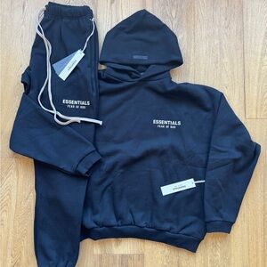 Fear of God Essentials Black Hoodie and Sweatpants Set